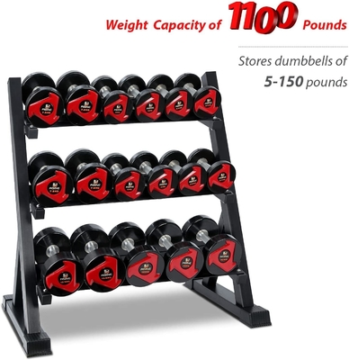 Taille de carton 1230*460*120mm support de poids libre pour le fitness commercial 3 niveaux support de haltères