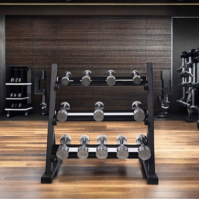Taille de carton 1230*460*120mm support de poids libre pour le fitness commercial 3 niveaux support de haltères