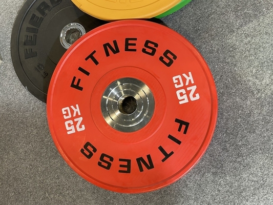 Plaque de poids du pare-chocs en acier enduit de caoutchouc pour équipement de gymnastique professionnel 2.5kg-25kg