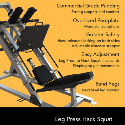 Logo personnalisé disponible équipement de remise en forme de gymnase 2 en 1 presse et machine de hacking de jambe