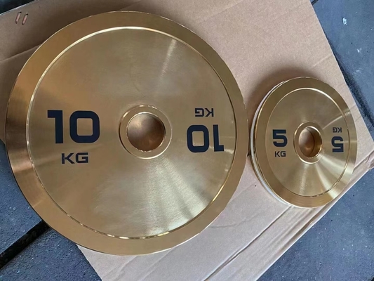 L' entraînement en force est facilité. Plaque d' or, plaque de chrome, barre de fer coulé, avec plaques de poids.