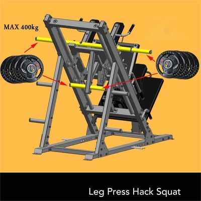 Chargeuse moyenne 2 en 1 Machine de squat et de pressage des jambes pour l'entraînement de force commercial