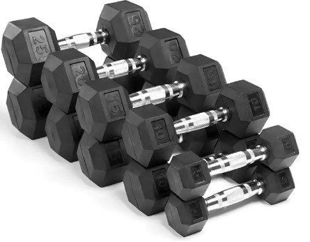 2.5 kg de haltères en caoutchouc noir. L' outil ultime pour les amateurs de fitness.