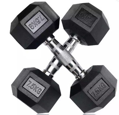 2.5 kg de haltères en caoutchouc noir. L' outil ultime pour les amateurs de fitness.