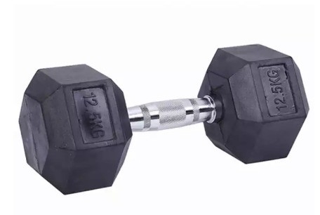 2.5 kg de haltères en caoutchouc noir. L' outil ultime pour les amateurs de fitness.