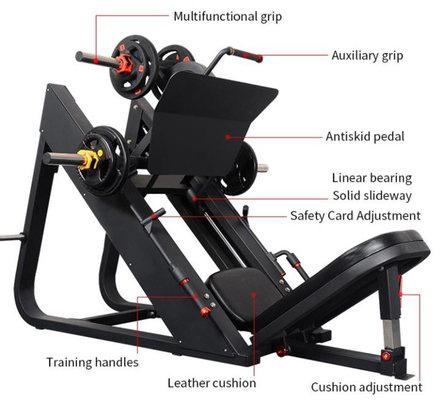 Équipement de remise en forme 45 degrés Machine de pressage des jambes avec chargeuse moyenne et fonction de banc