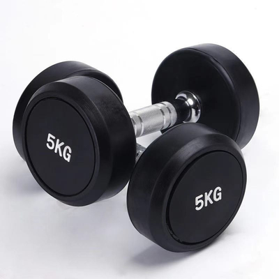 Équipement de gymnastique de levage de poids en acier sans acier Dumbbell en caoutchouc revêtu pour unisexe 5-25 kg