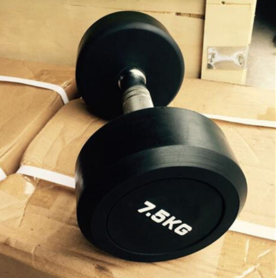 Équipement de gymnastique de levage de poids en acier sans acier Dumbbell en caoutchouc revêtu pour unisexe 5-25 kg