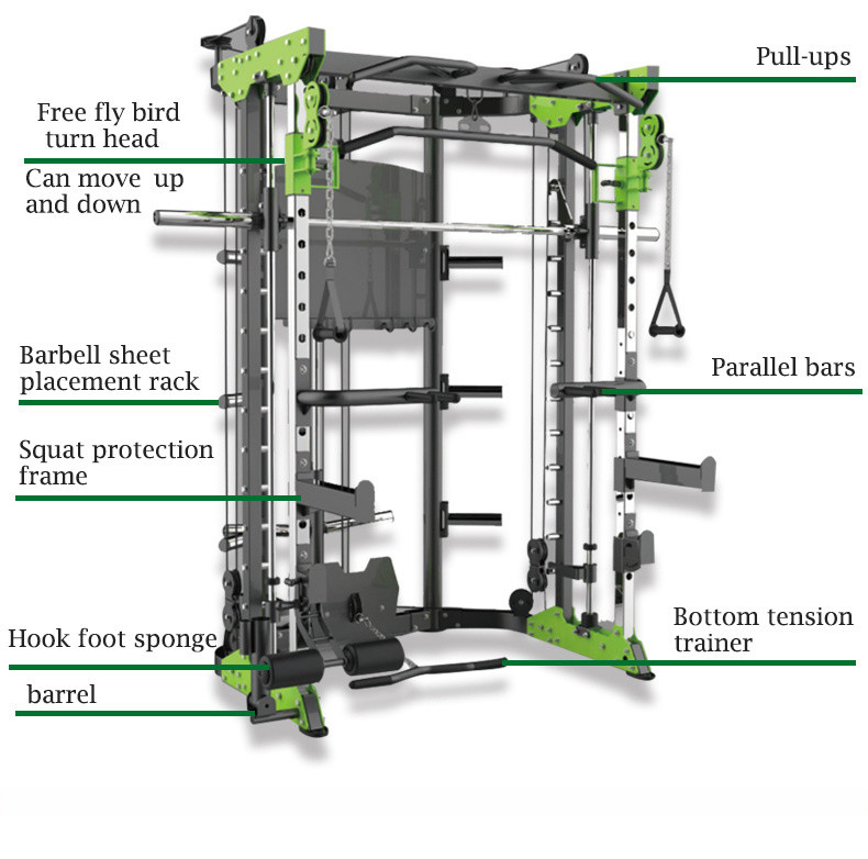 Grand chargeur équipement de remise en forme de sport poitrine mouche rame squat rack gym multi-fonctionnelle