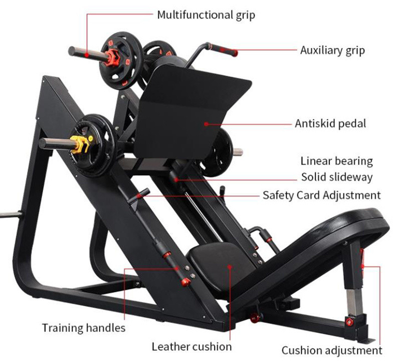 Équipement de gymnastique en intérieur 45 degrés de la jambe de presse Plaque machine chargée pour l'entraînement en force