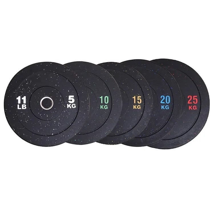 Logo personnalisé DisponibleD Plaque de barbelles en caoutchouc à points de couleur pour l'entraînement au poids de pare-chocs