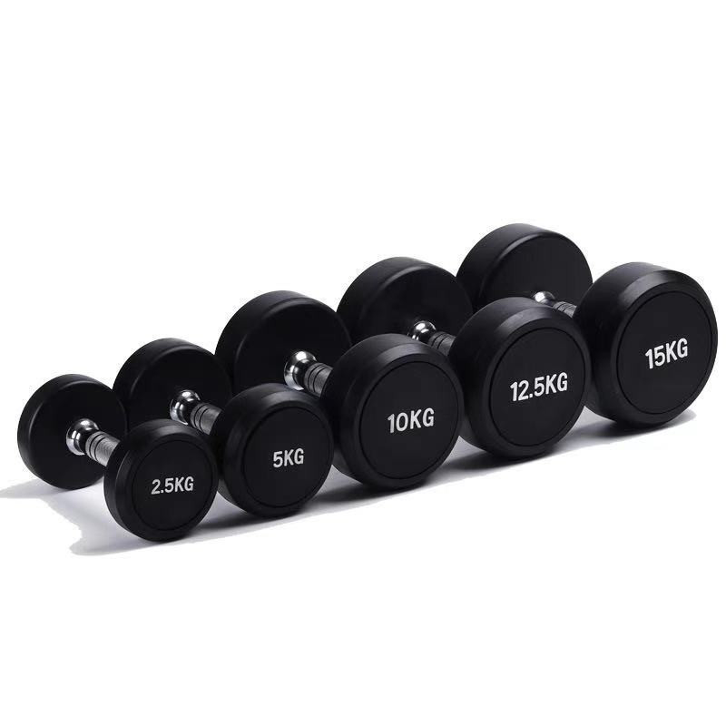 Équipement de gymnastique de levage de poids en acier sans acier Dumbbell en caoutchouc revêtu pour unisexe 5-25 kg